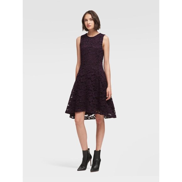 DKNY Purple Lace Fit & Flare Dress sz 2 NEW NWT - Picture 10 of 10